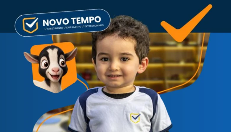 Criança do Colégio Novo Tempo com o mascote